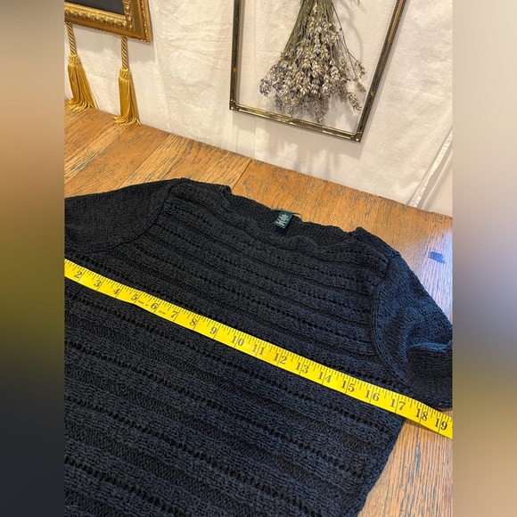 🖤 L AUREN RALPH LAUREN – Black Open-Knit Sweater – Size L - Picture 6 of 7